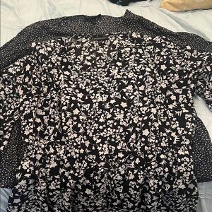 Lane Bryant Navy and White Floral Top